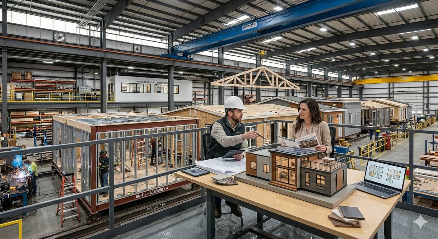 An engineer and a client discussing customization options over a model